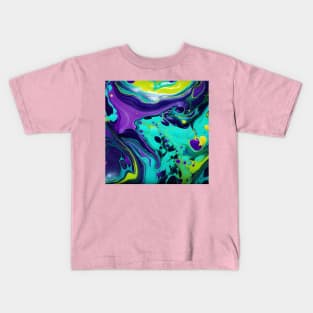 Neon Dreamscape: An Abstract Fusion of Color and Motion Kids T-Shirt